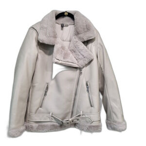 Faux Leather Biker Jacket - Size Small